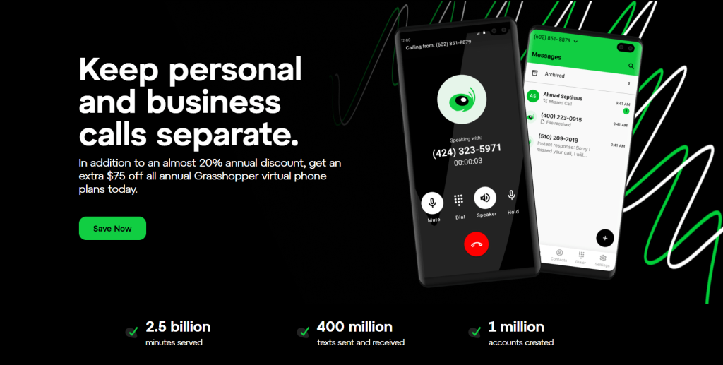 Get a USA phone number online with Grasshopper 