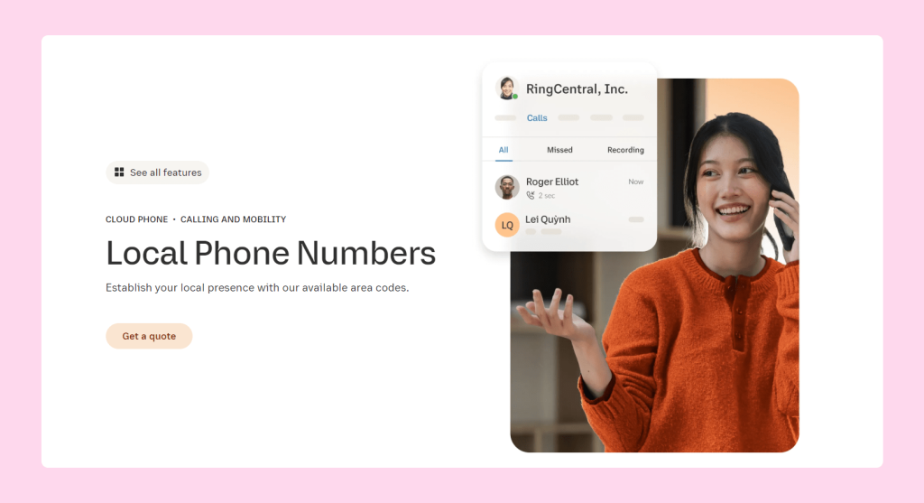 RingCentral US phone number online for businesses