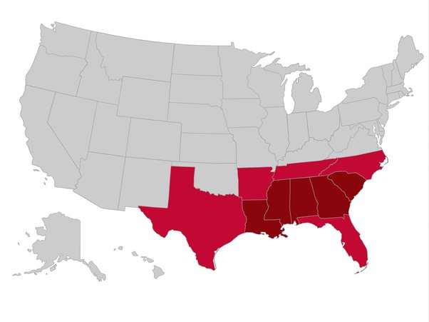 US area codes in the south