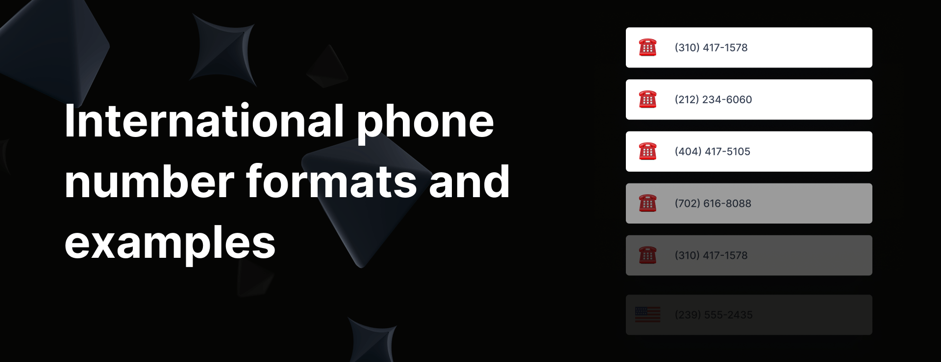 International phone number formats and examples