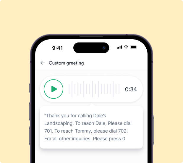 Custom voicemail greetings for business